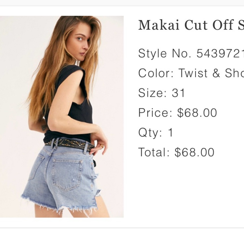 Free People Makai Cut Off Jean Shorts